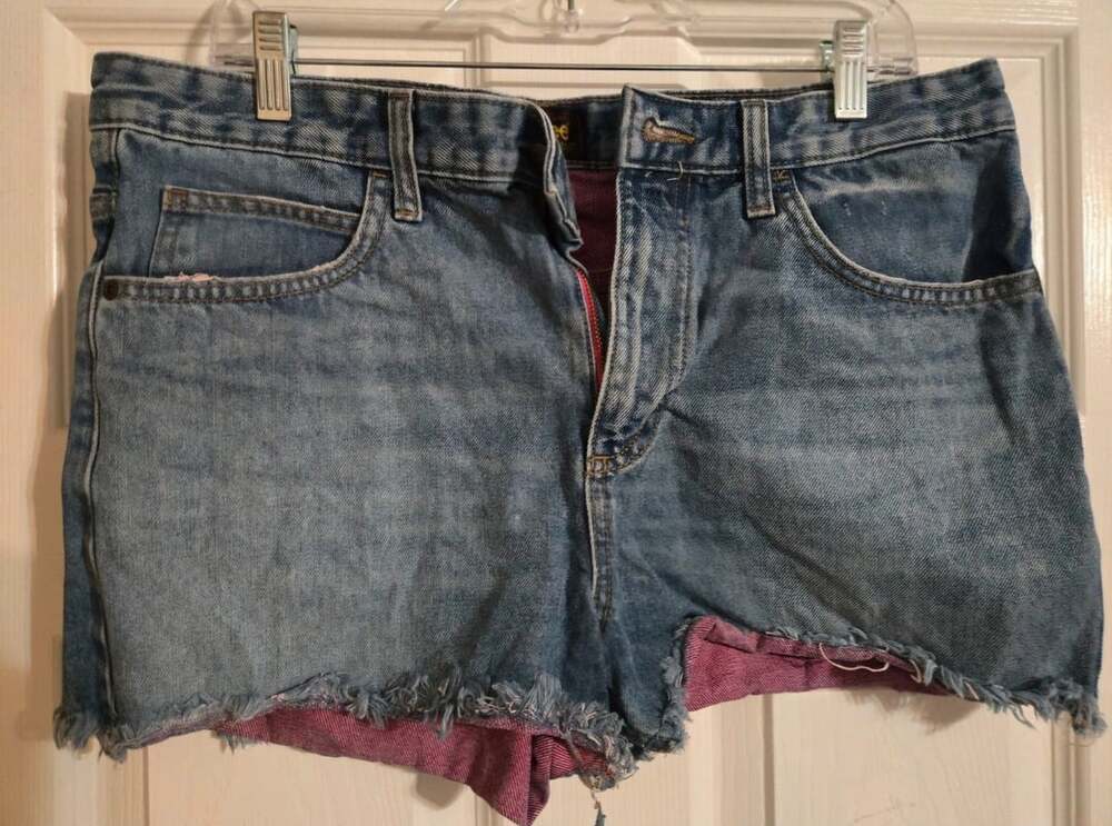 Lee Denim Shorts Size 10 Blue Raw Hem